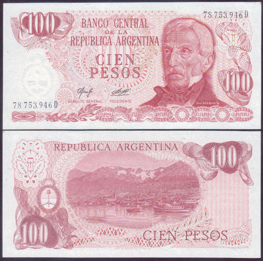 1976-78 Argentina 100 Pesos (P.302b) Unc L000529